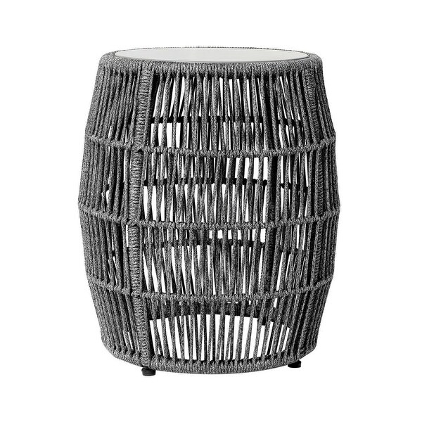 22 Inch Indoor Outdoor End Table Stool,Round Stone Top