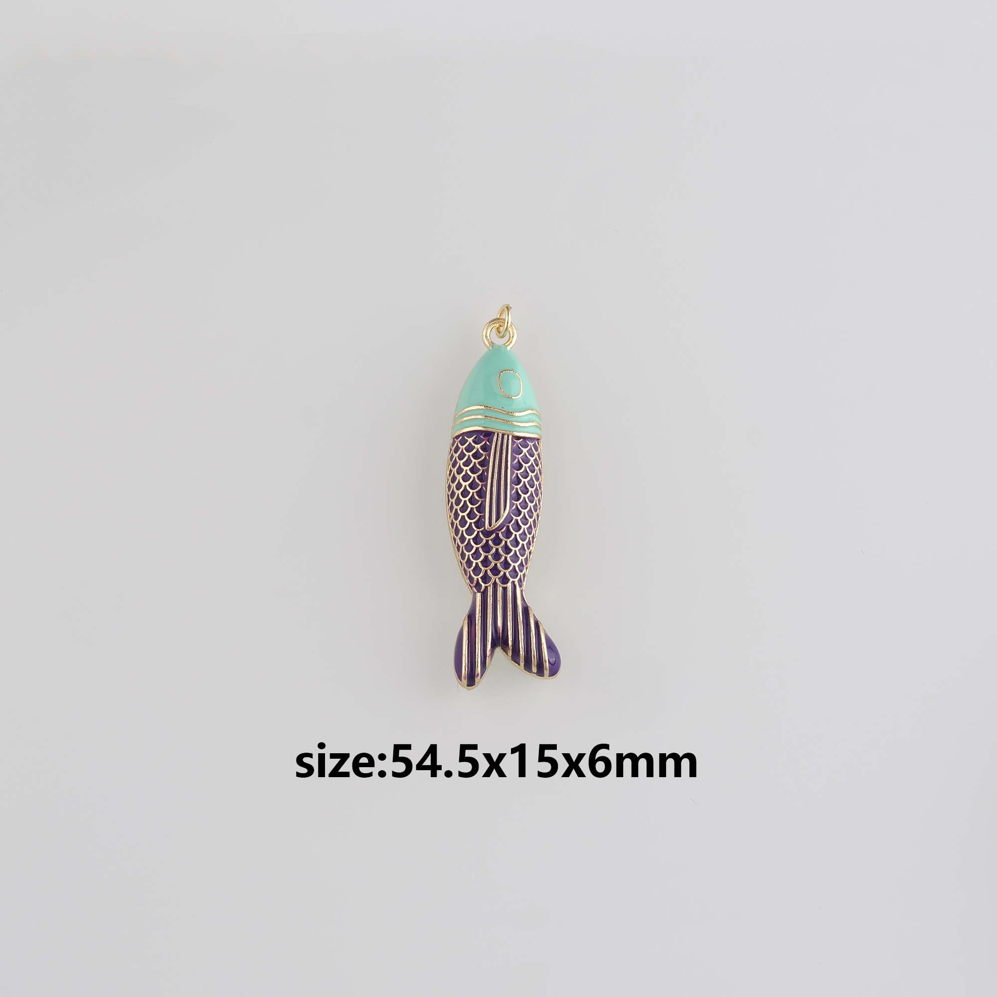 18K Gold Filled Fish Pendant,Enamel Fish Charm Earrings Necklace for DIY Jewelry Making Supply