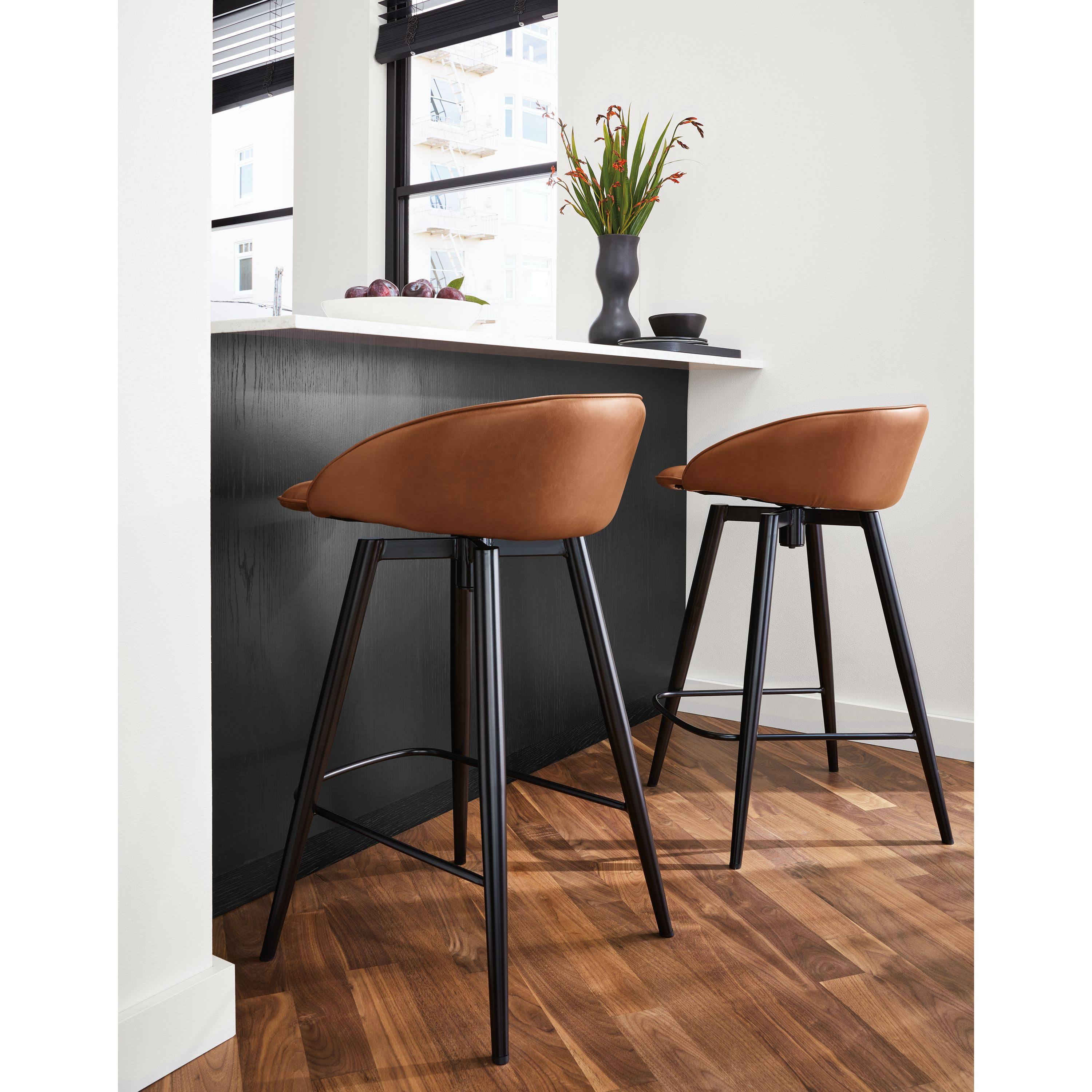 Room u0026 Board | Modern Sylvan Swivel Counter Stool in Synthetic Leather in Brown - Performance Fabric