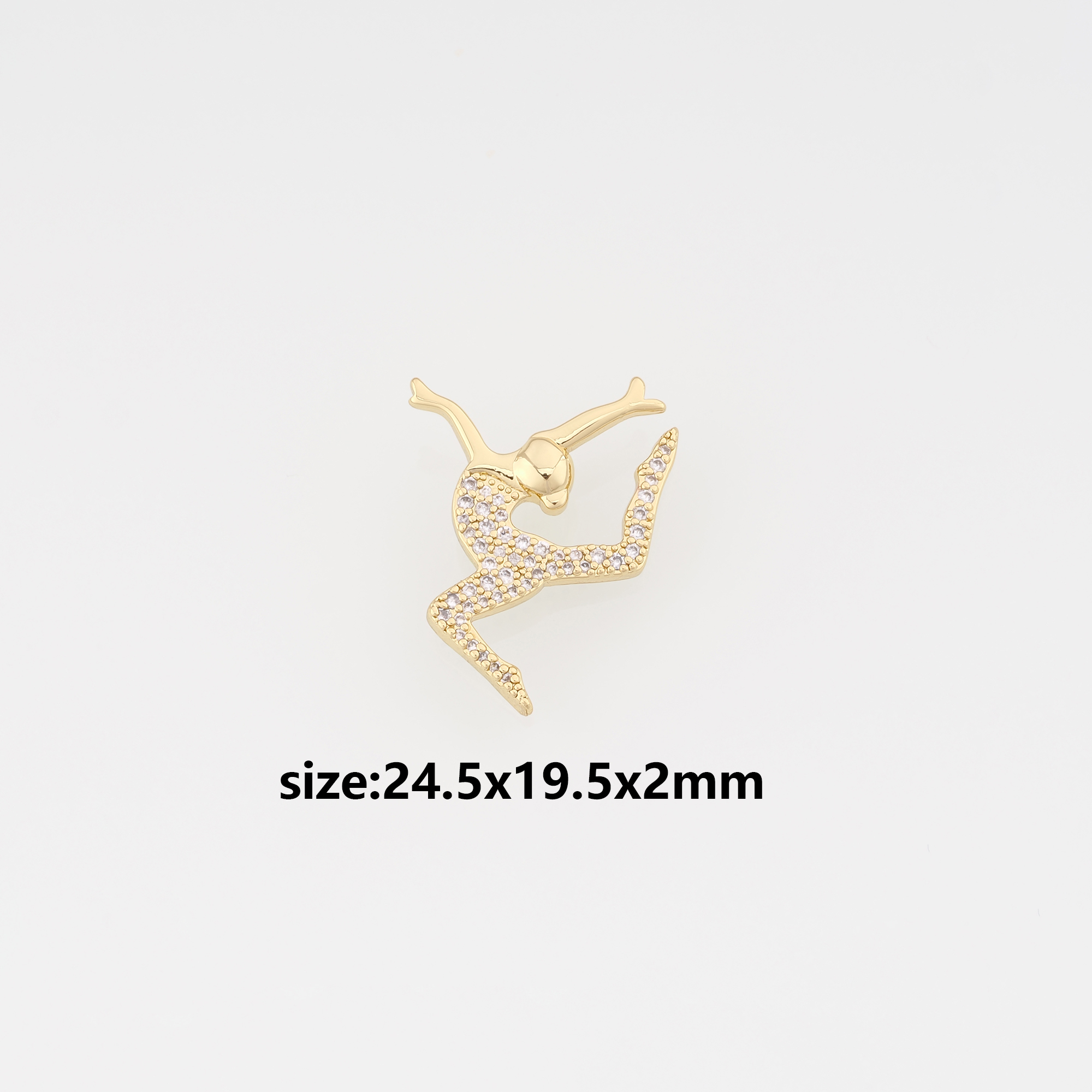 18K Gold Filled Ballet Pendant,CZ Micro Pave Dancer Chamr Earrings Necklace for DIY Jewelry Making Supply