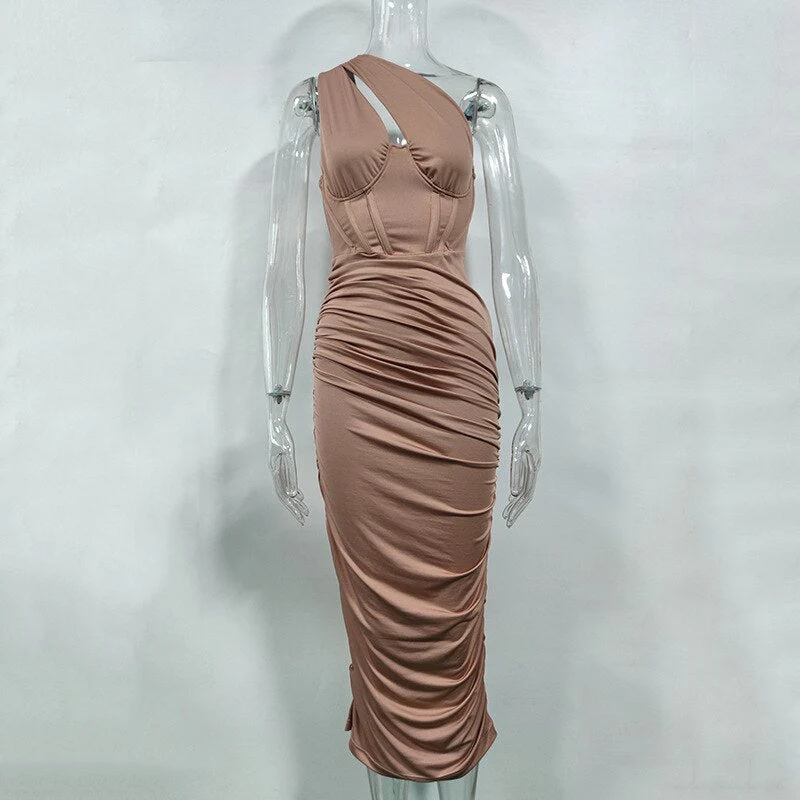 Cutout One Shoulder Bodycon Midi DressClistos