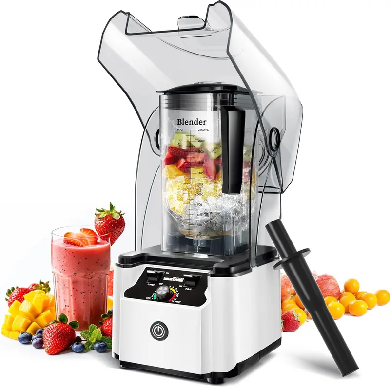 WantJoin 2200W Commercial Blender – Sound-Dampened Enclosure, Industrial Power, and Self-Cleaning Capability