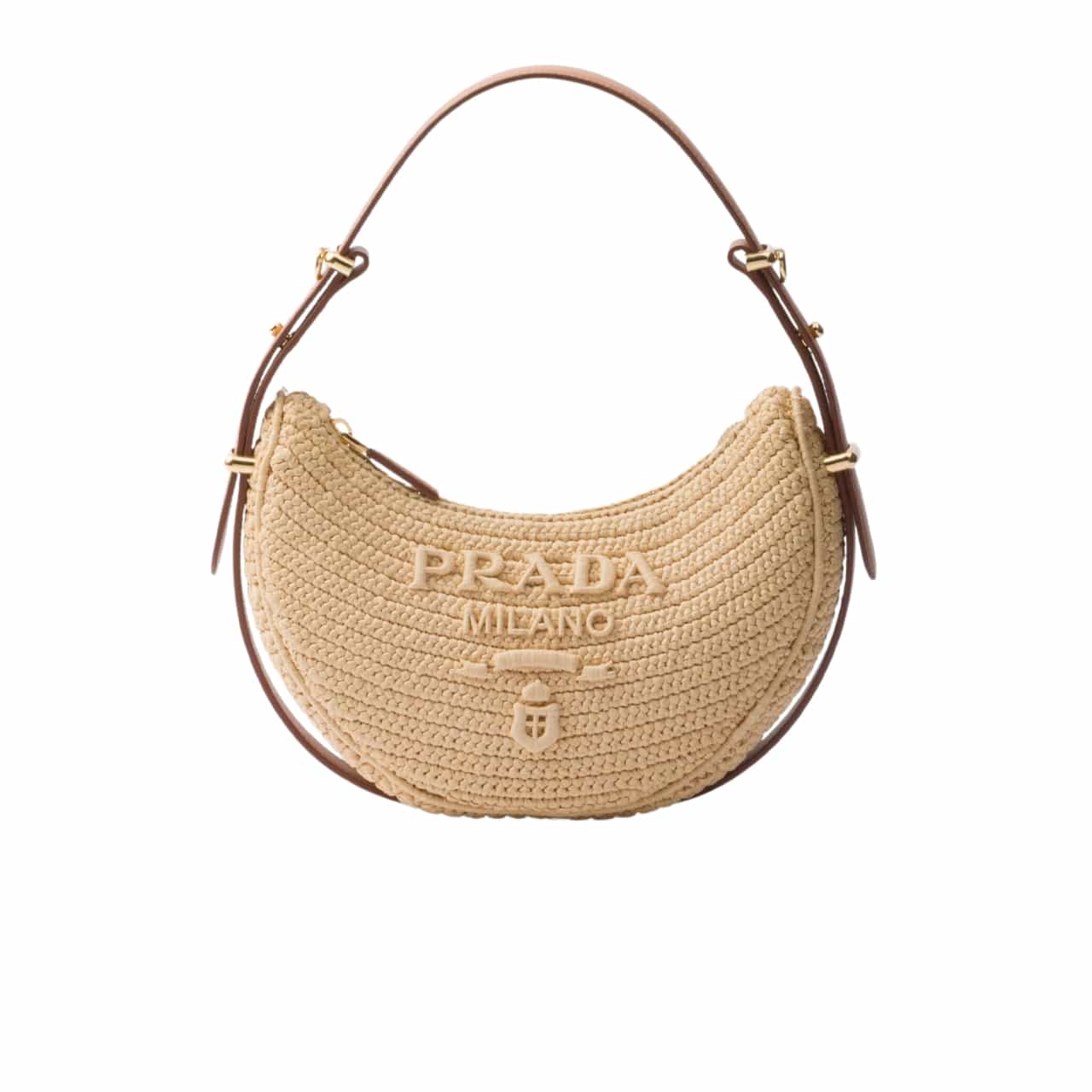 Prada Arqué Crochet Shoulder Bag Natural 22Cm