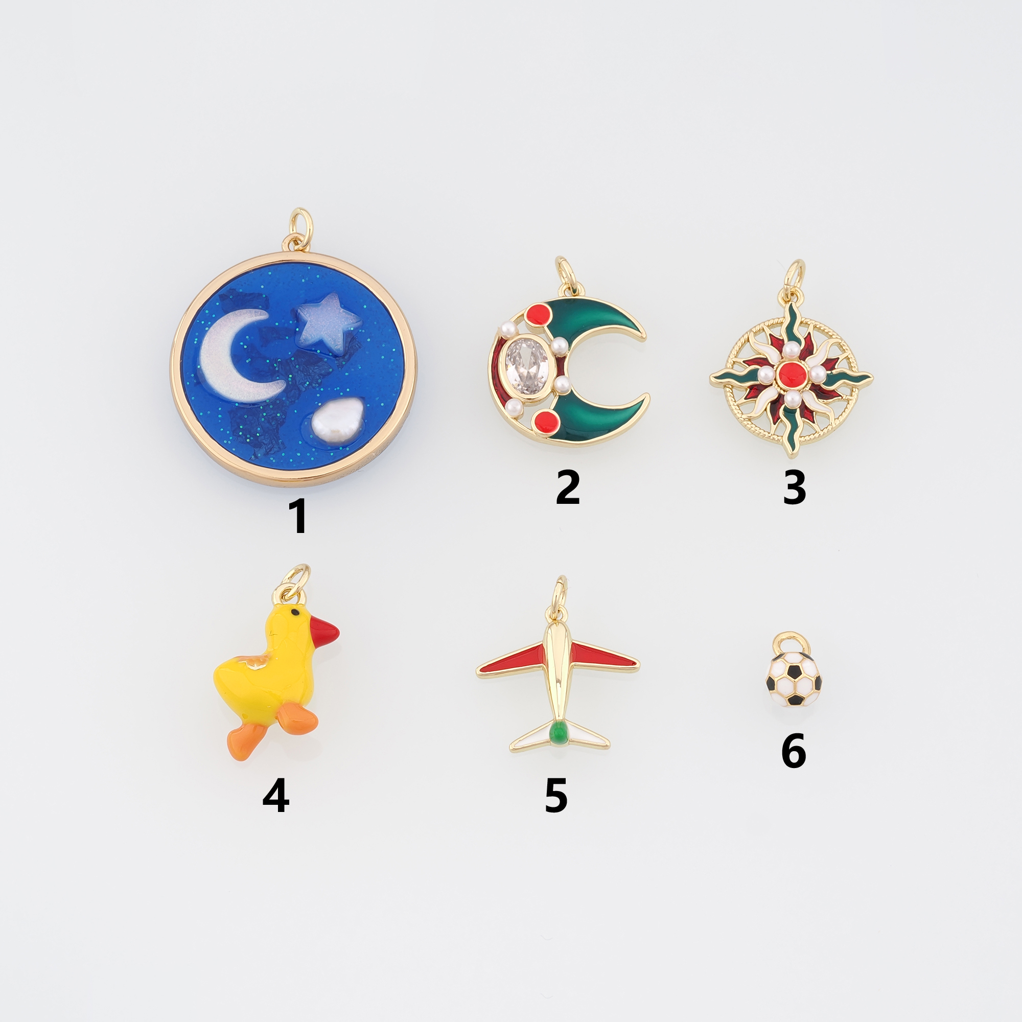 18K Gold Filled Star Pendant,Duck Pendant,Airplane Charm Earrings Necklace for DIY Jewelry Making Supply