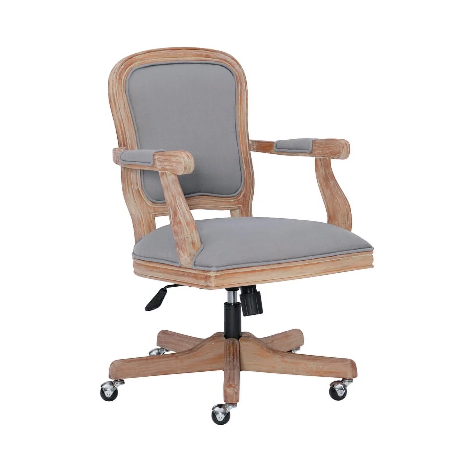UrbanPro Farmhouse Wood Upholstered Office Chair Light Gray