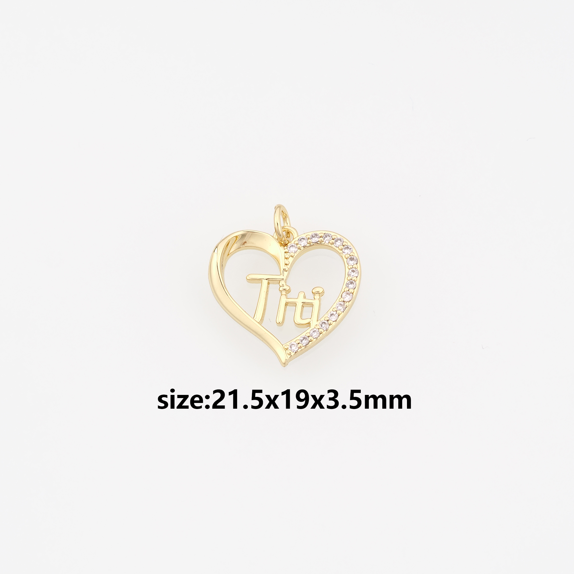 18K Gold Filled Heart Pendant,CZ Micro Pave Heart Charm Earrings Necklace for DIY Jewelry Making Supply