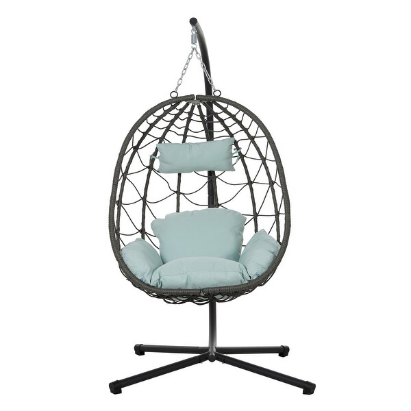Indoor/Outdoor Wicker Hanging Egg Chair with Stand
