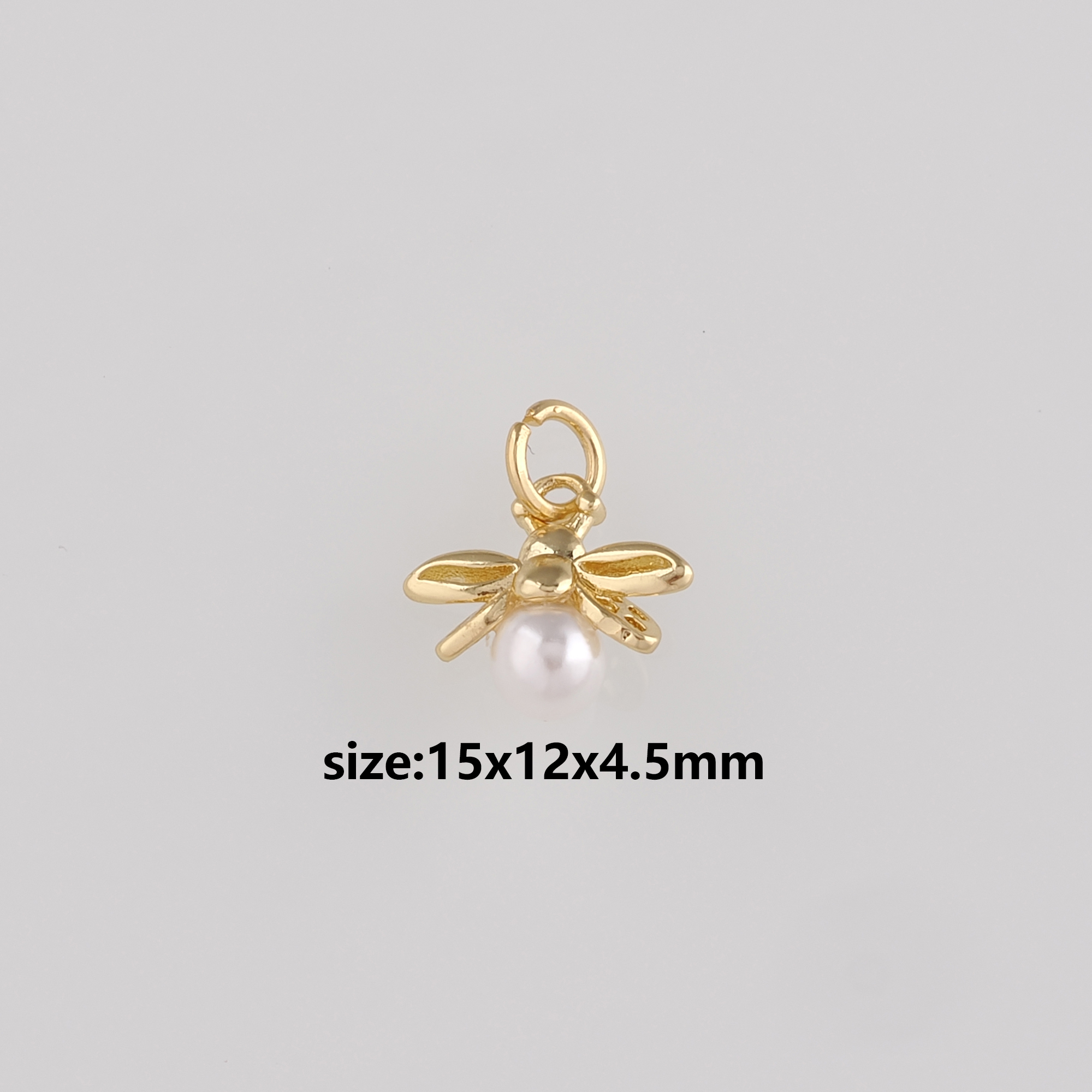18K Gold Filled Bee Pendant,Dainty Pearl Bee Charm Earrings Necklace for DIY Jewelry Making Supply