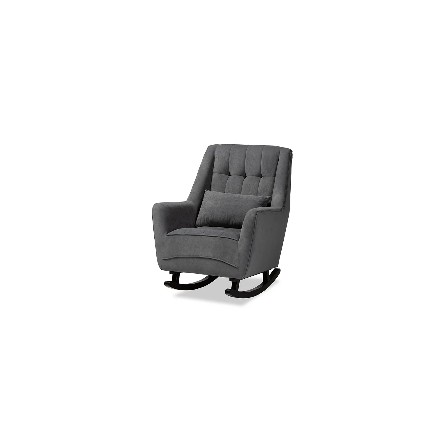 HomeStock Rustic Refinement Grey Fabric Upholstered And Dark Brown Finished Wood Rocking Chair