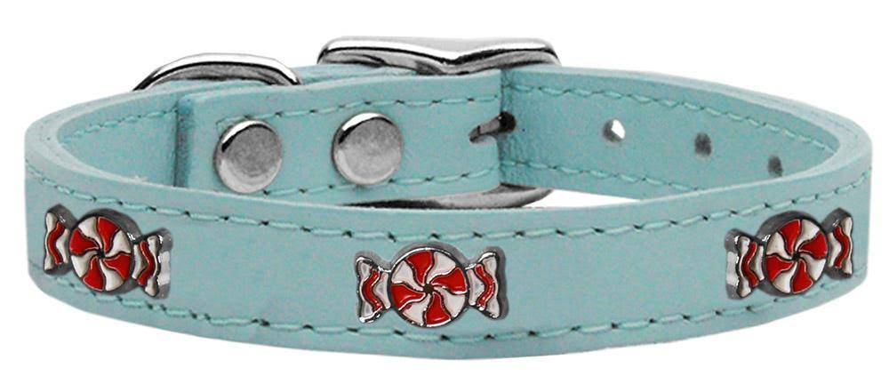 Mirage Pet 83-120 BL10 Peppermint Widget Genuine Leather Dog Collar Blue - Size 10