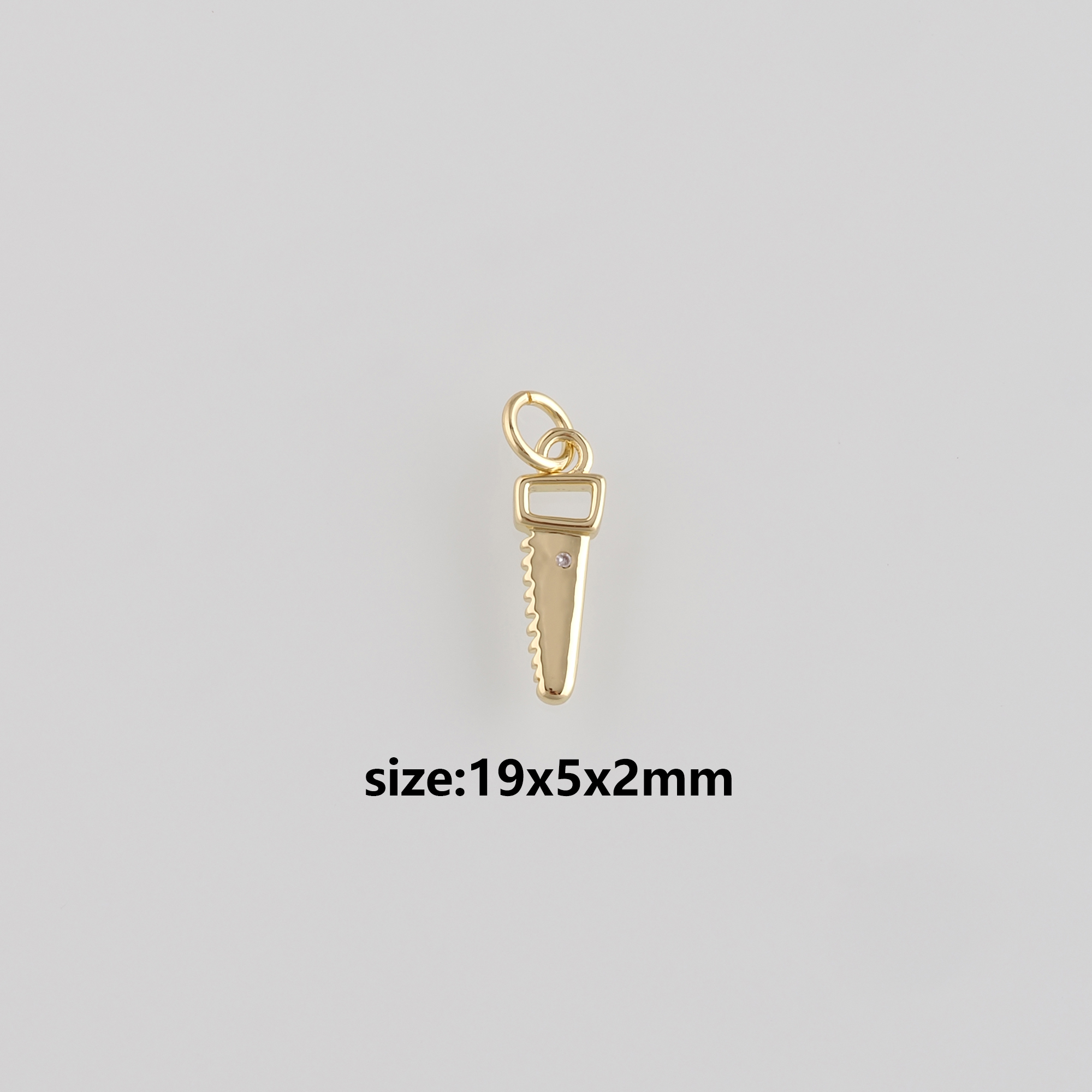 18K Gold Filled Saw Pendant,Tool Charm Earrings Necklace for DIY Jewelry Making Supply