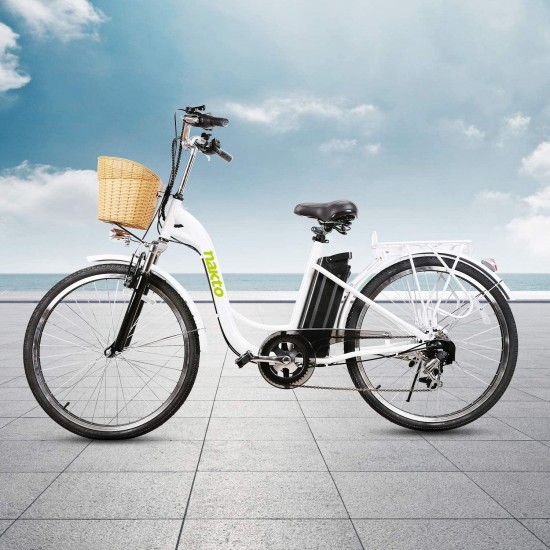 Electric Bike 26″ Electric Bicycle for Adults 350W Brushless Gear Motor 6-Speed Gear E-Bike with Removable Waterproof Large Capacity 36V10A Lithium Battery and Battery Charger