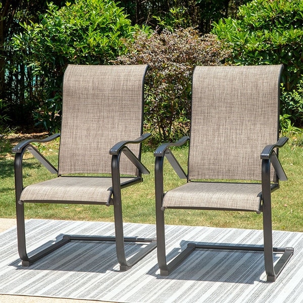 7Piece Patio Dining Sets ,6 Textilene Fabirc Chairs and 1 Metal Table with 2.1'' Umbrella Hole