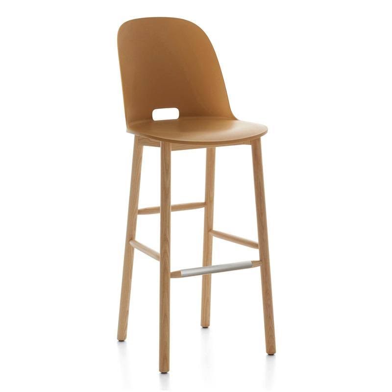 Emeco Alfi Recycled High Back Counter Stool - White