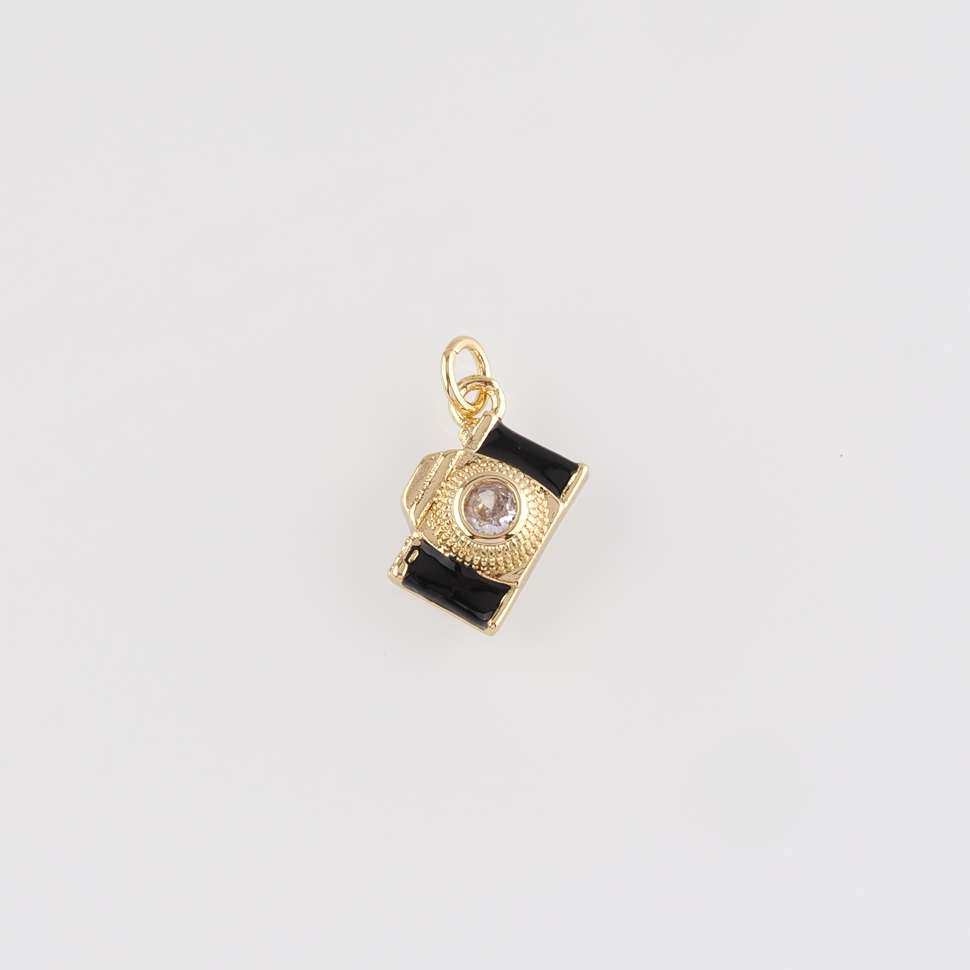18K Gold Filled Camera Pendant,Enamel Camera Charm Earrings Necklace for DIY Jewelry Making Supply