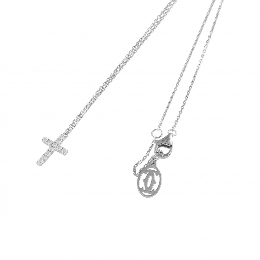 Cartier Symbol Online Limited Cross Necklace 18K White Gold Diamond B7221700