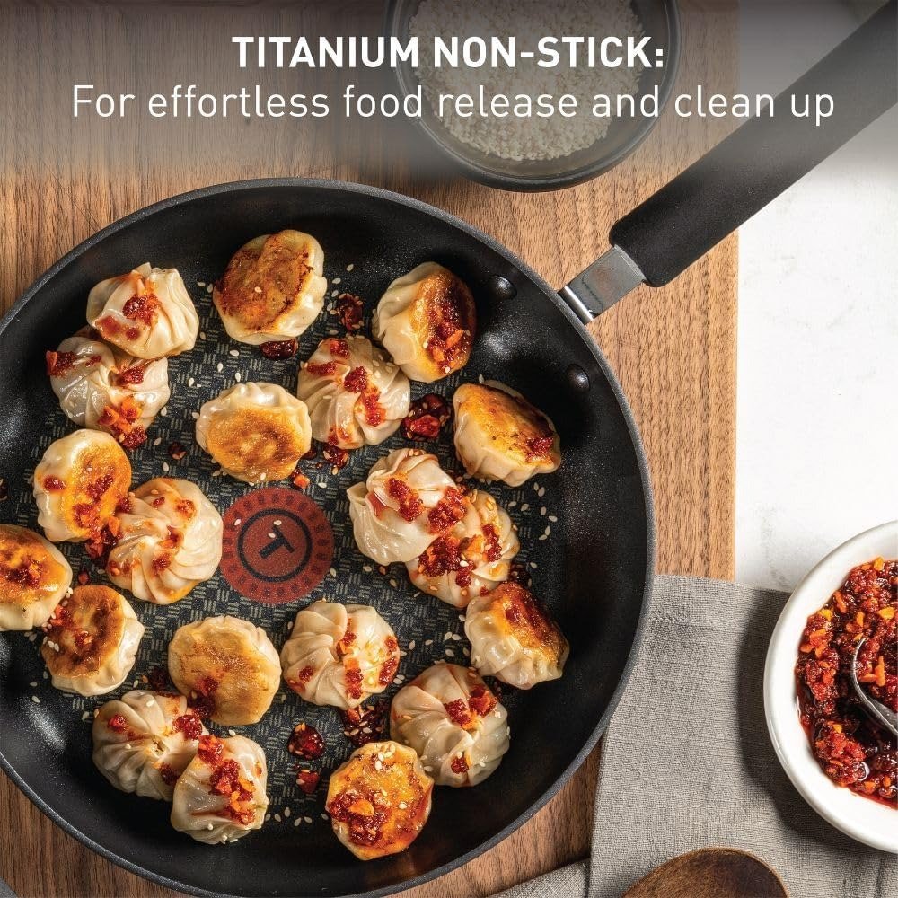 17-Piece Hard Anodized Nonstick Cookware Set Titanium Coating Thermo-Spot Black