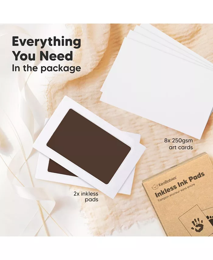 KeaBabies 2pk Inkless Ink Pad for Baby Hand and Footprint Kit, Clean Touch Dog Paw, Dog Nose Print Kit, Baby and Pet Safe