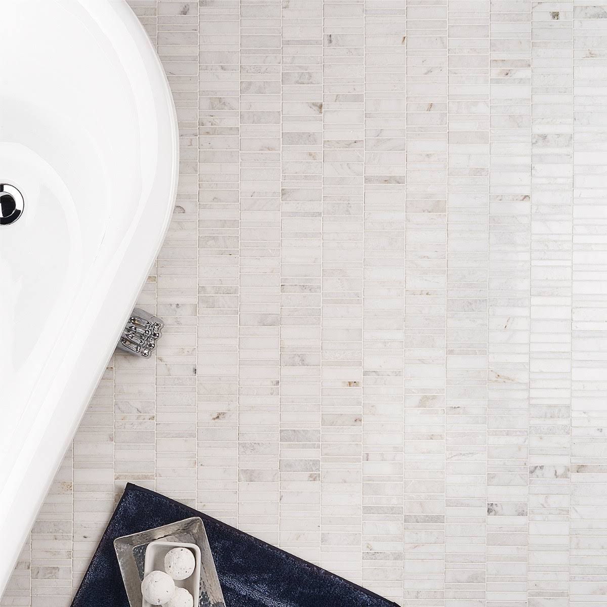 Ivy Hill Tile Alaska White Waterfall Polished Marble Mosaic