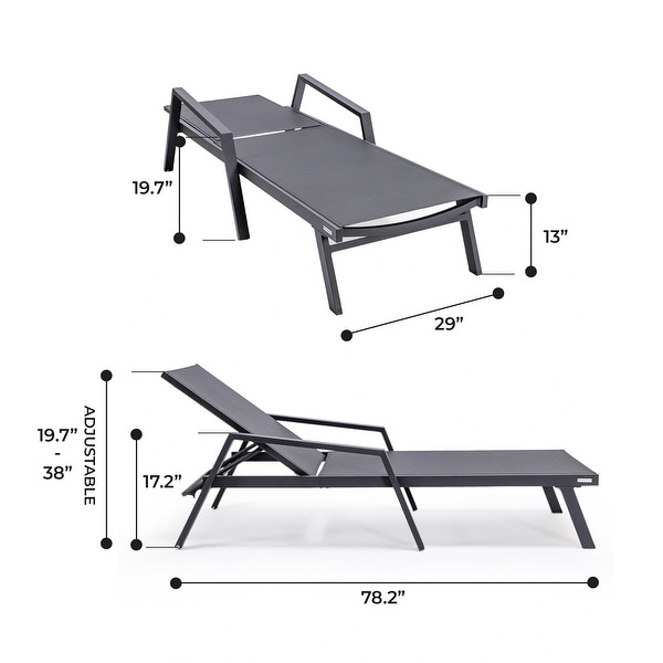 Aluminum Beach Pool Sun Lounge Chair Sling Mesh Fabric With Arms,Stackable Chaise Lounger (Set of 2)
