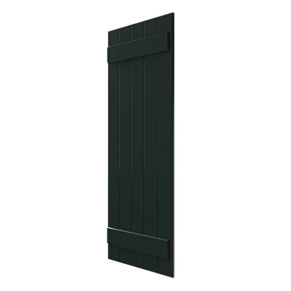 Ekena Millwork CWB18X069DGC 18x22W x 69x22H Exterior Five Board (2 Batten) Composite Board-n-Batten Shutters (Per Pair), Black F
