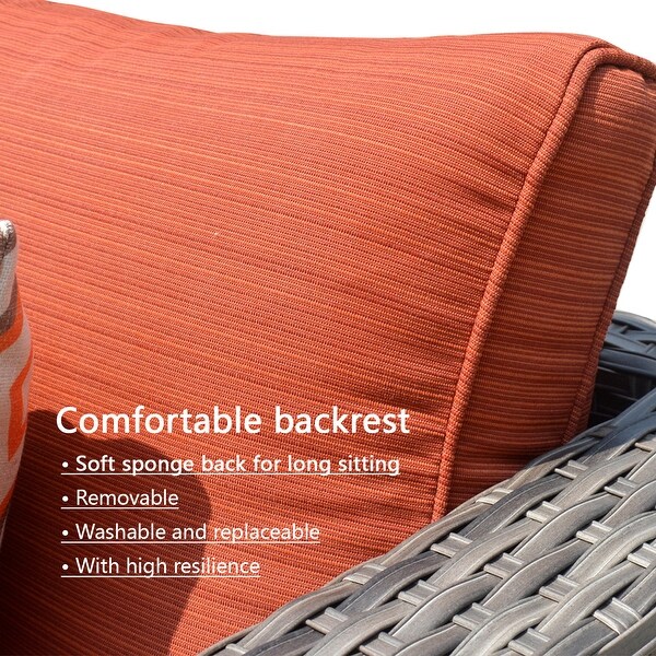 OVIOS Patio Furniture Deep Seat Wicker 9piece Set