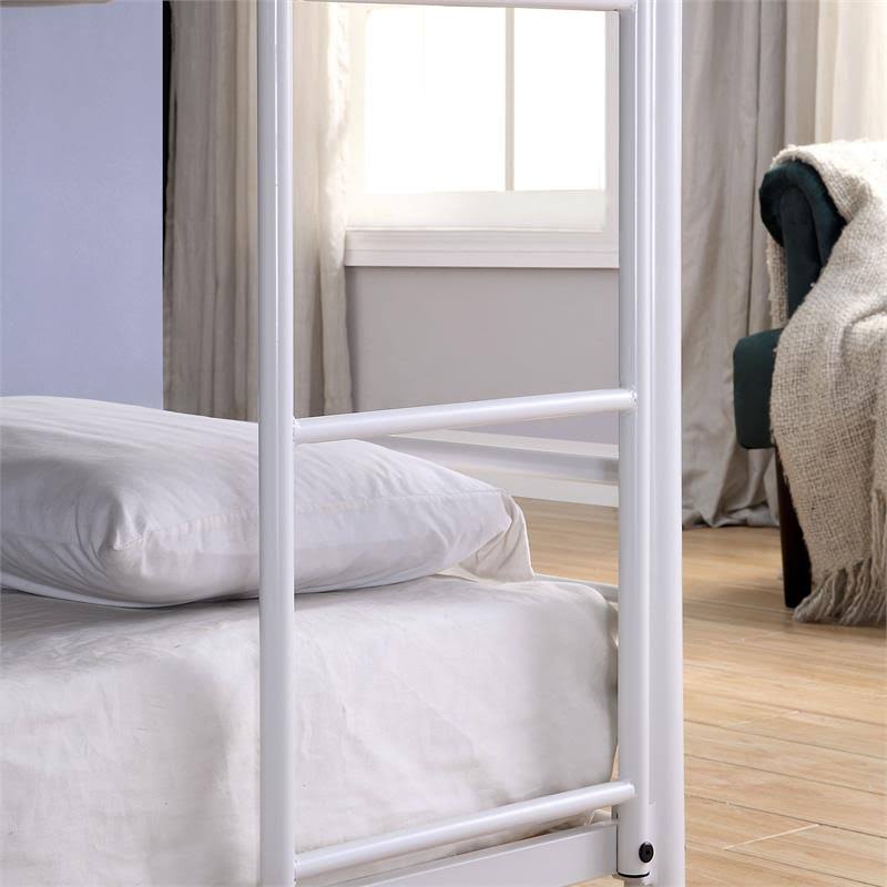 Furniture of America Jasper Modern Metal Twin Triple Bunk Bed in White