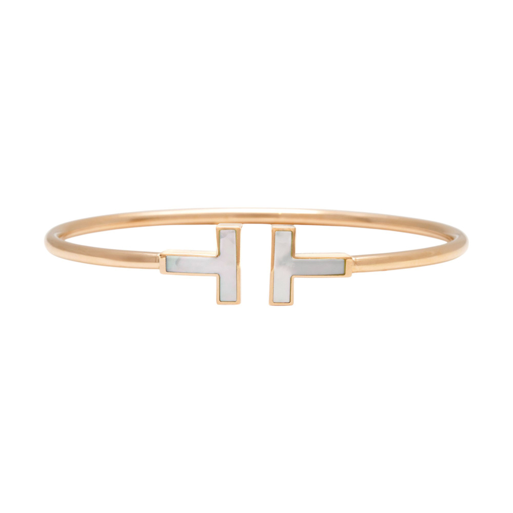 Tiffany & Co. Tiffany T Wire Bracelet 18K Rose Gold Mother of Pearl 63958301