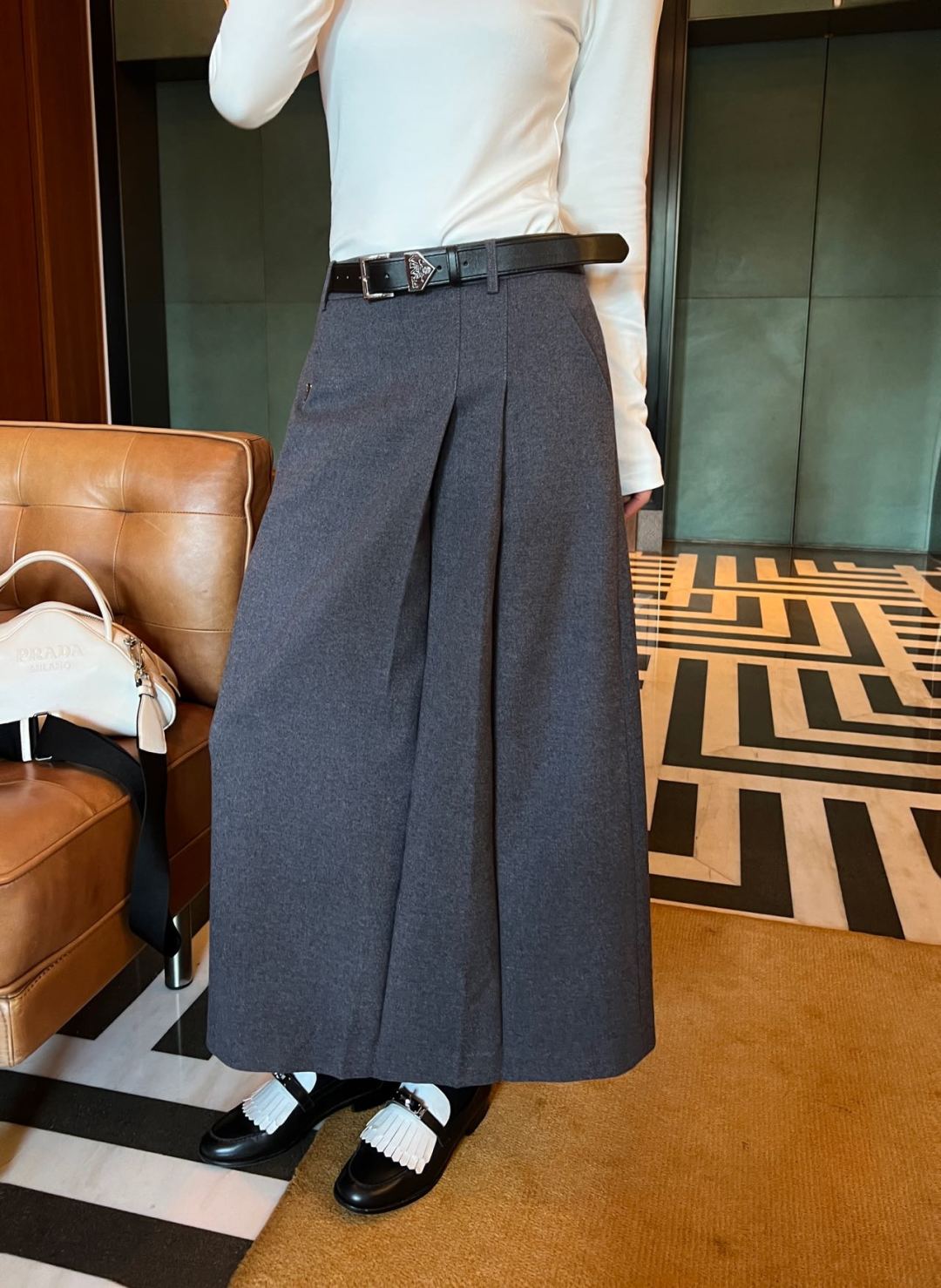 Prada's new Pre-Fall collection features a belted, pleated maxi skirt - cnluxepick