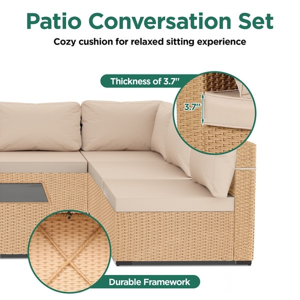 UPHA 5Piece Patio Furniture Wicker Sofa Set with Cushions