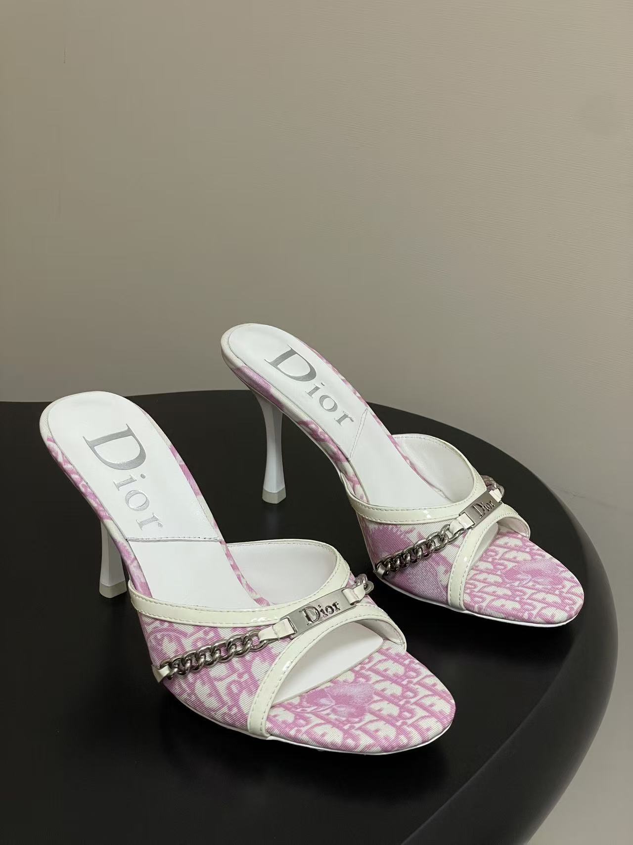 Dior 25SS Vintage Chain High-Heeled Sandals shoes - cnluxepick