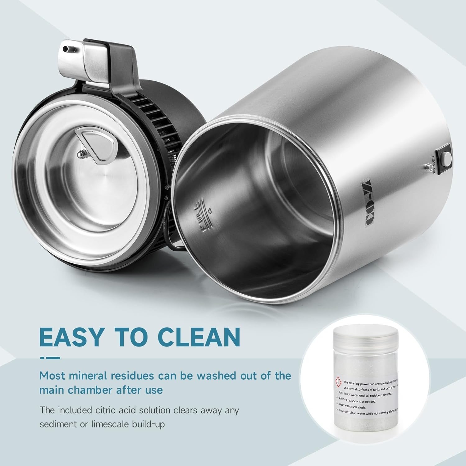 4L Brushed Stainless Steel Countertop Distiller Machine, Home Distilled Water Maker with Glass Pot, Purifier to Make Clean Water