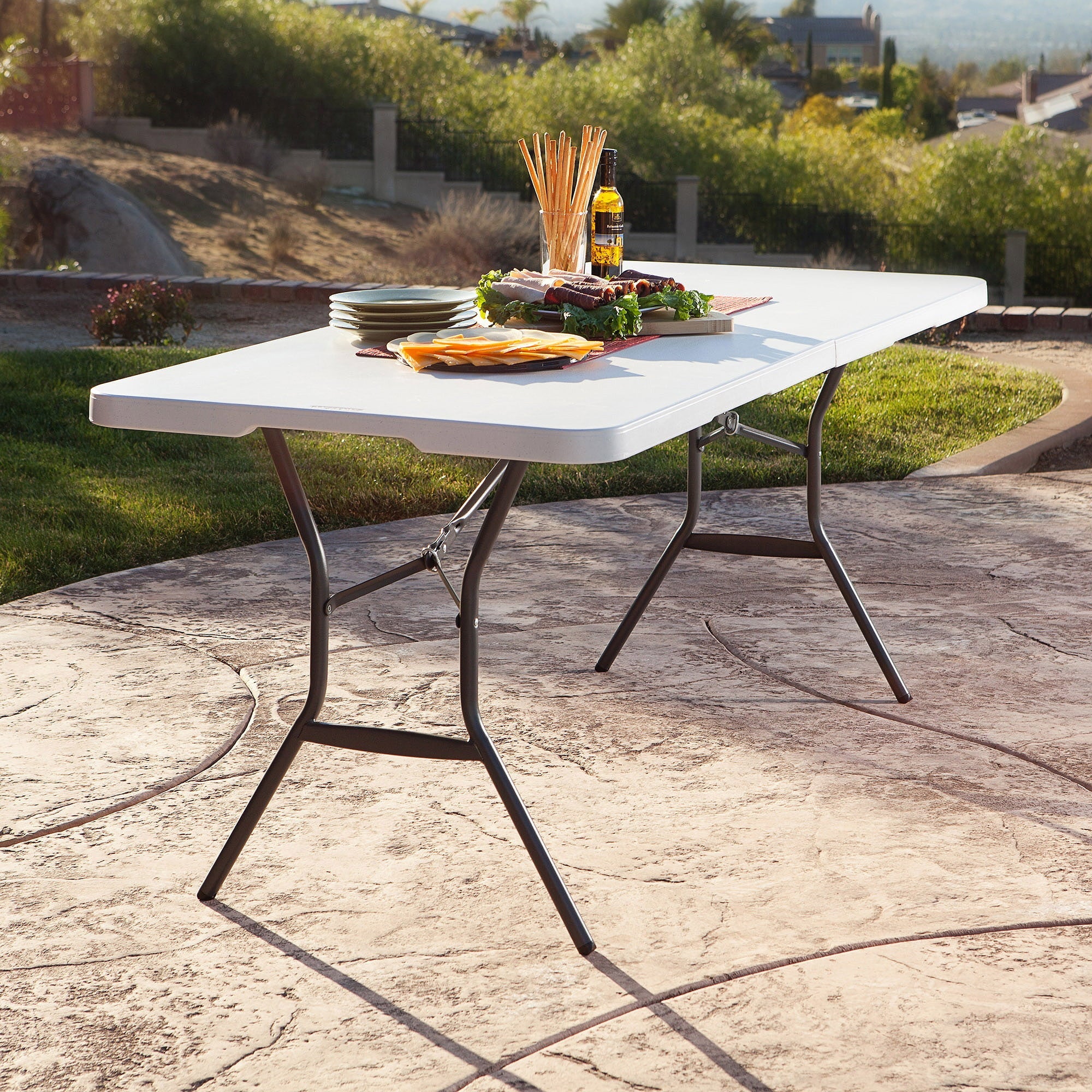 Lifetime 6 ft. Rectangle Commercial Fold-In-Half Table – White