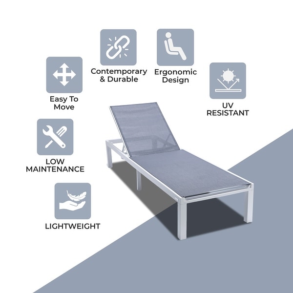 Aluminum Beach Pool Sun Lounge Chair Sling Mesh Fabric Reclining Stackable Lounger Chair
