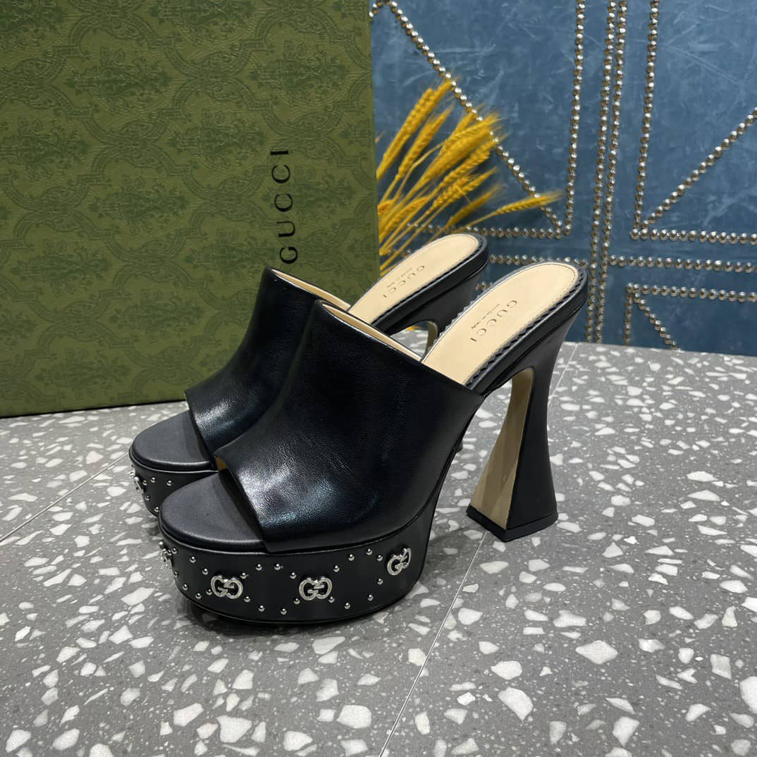 Gucci Women’S Platform Slide Sandal Black 740426 C9D00 1000