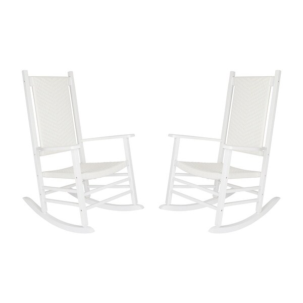 Hampton Genuine Hardwood Rocking Chair with WeatherResistant Woven Wicker Back (Set of 2)