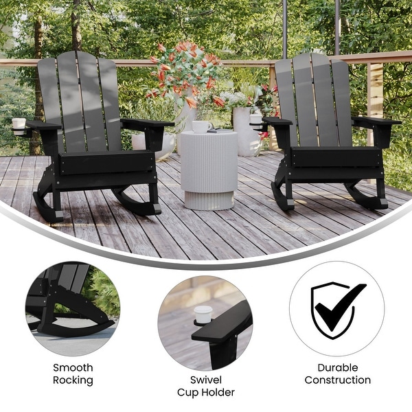 AllWeather Rocking Adirondack Chair with Swiveling Cupholder