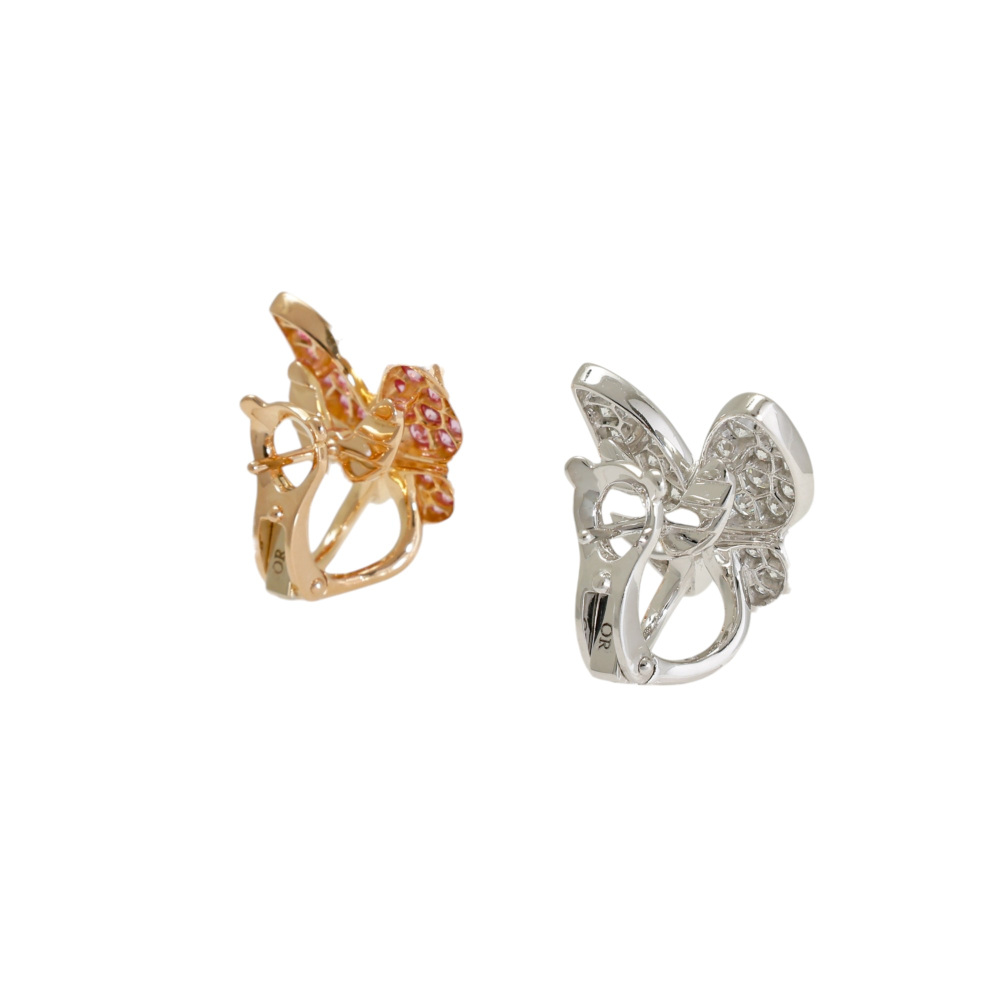 Van Cleef & Arpels Papillon Earrings 18K White Gold & 18K Rose Gold