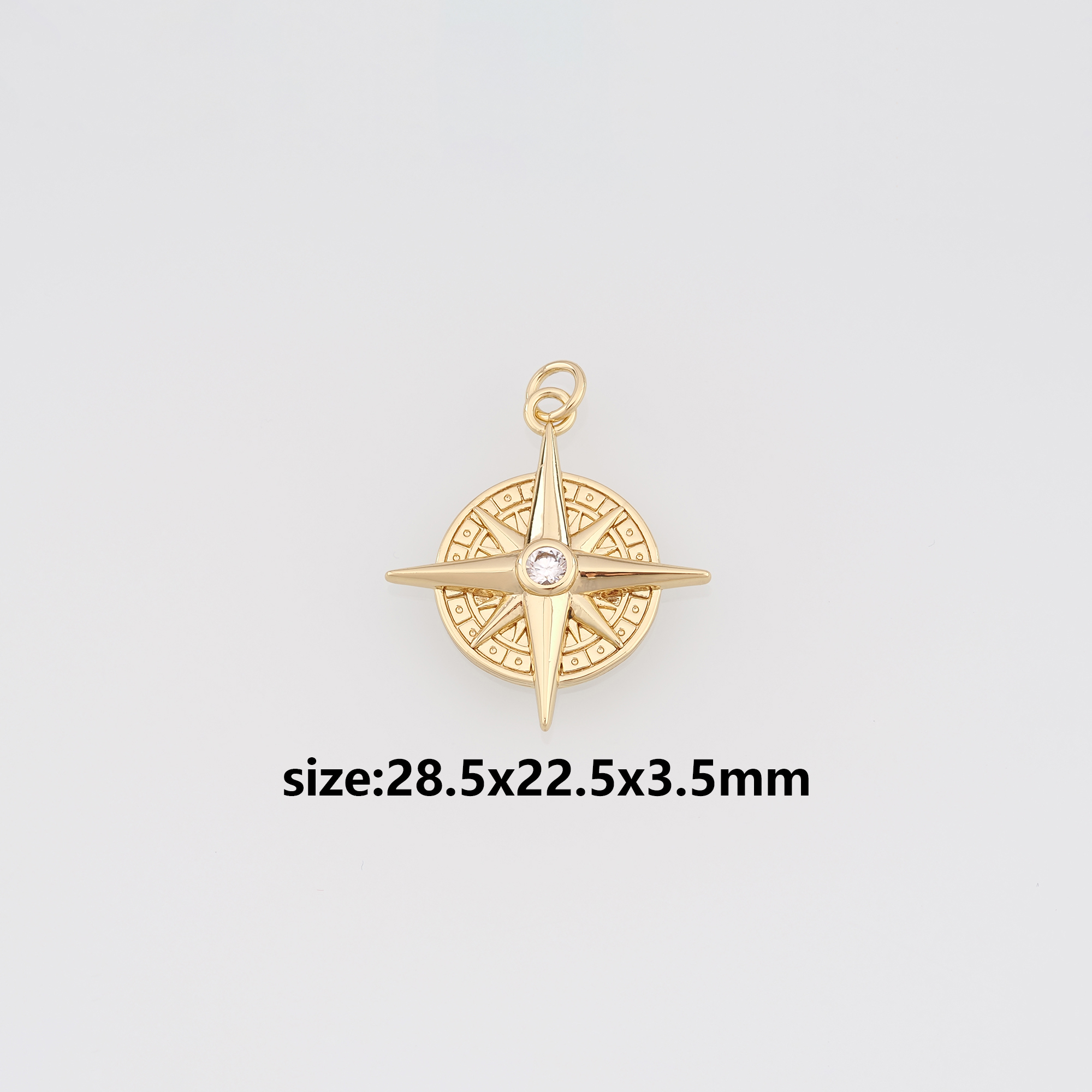 18K Gold Filled North Star Pendant,CZ Micro Pave Celestial Charm Earrings Necklace for DIY Jewelry Making Supply