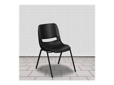 Flash Furniture HERCULES - Chair - ergonomic - mid-back - plastic, 18 gauge powder-coated steel - black (pack of 5)
