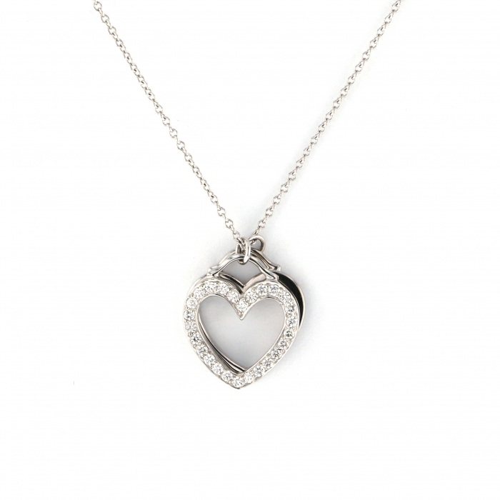 Tiffany & Co. Tiffany Heart Pendant White Gold K18WG Necklace Diamond