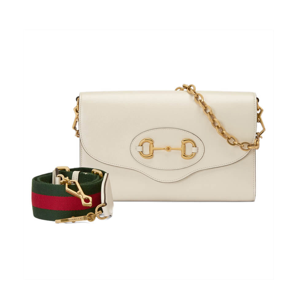 Gucci Horsebit 1955 Small Bag In White Leather