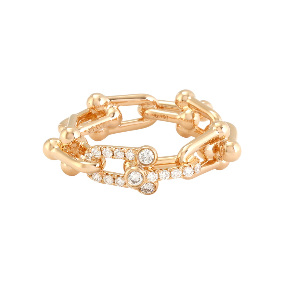 Tiffany & Co. Hardware Link Ring 18K Rose Gold Diamond 72668790