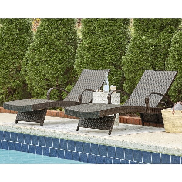 Kantana Brown Outdoor Chaise Lounge,Set of 2
