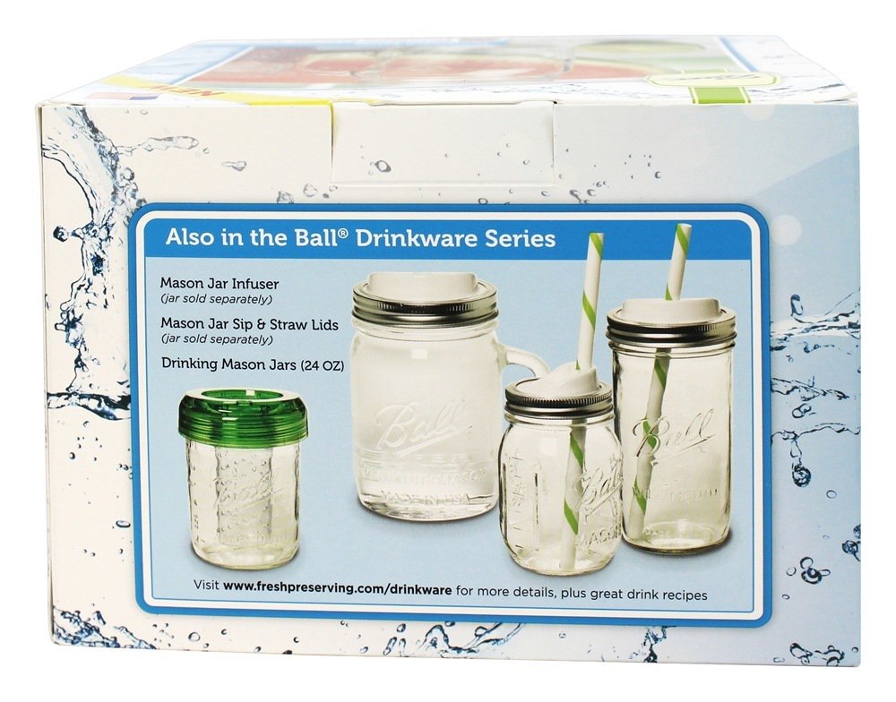 BALL Regular Mouth Mason Jar Drink Mugs, 16.oz, 4-count