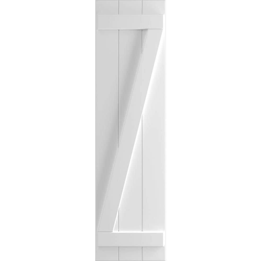 Ekena Millwork 16-1/8x22 x 67x22 True Fit PVC Three Board Joined Board and Batten Shutters w/Z-Bar, Unfinished (Per Pair)