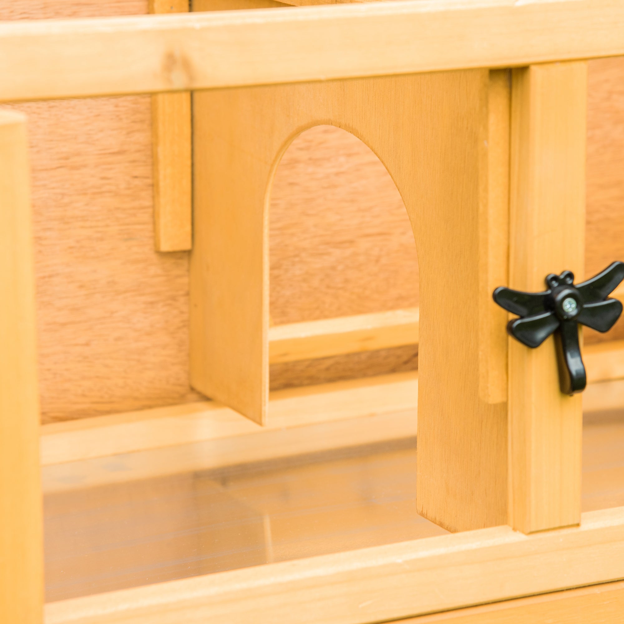 Pawhut Solid Wood Rabbit Hutch with 2 House Levels and Patio Space, Easy Clean