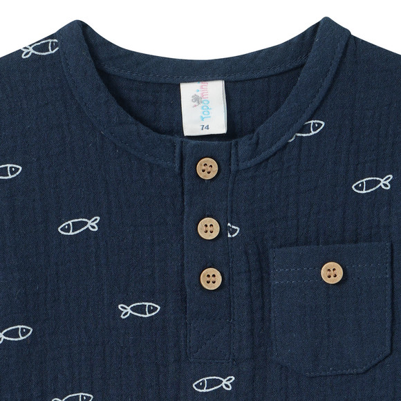 Topomini Baby Musselin-T-Shirt mit Fisch-Print