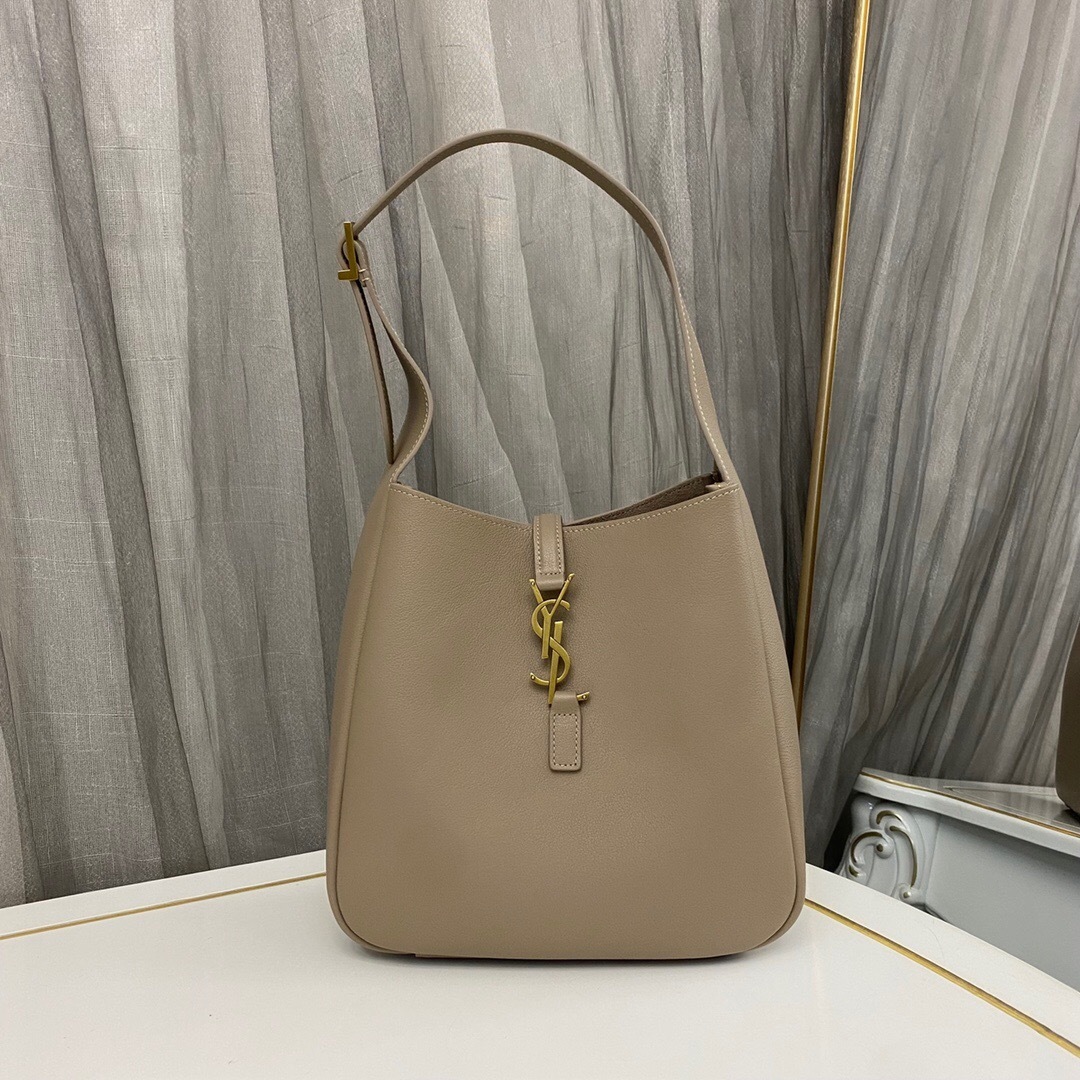 Saint Laurent Le 5 A 7 Soft Small Hobo Bag In Smooth Leather Grey