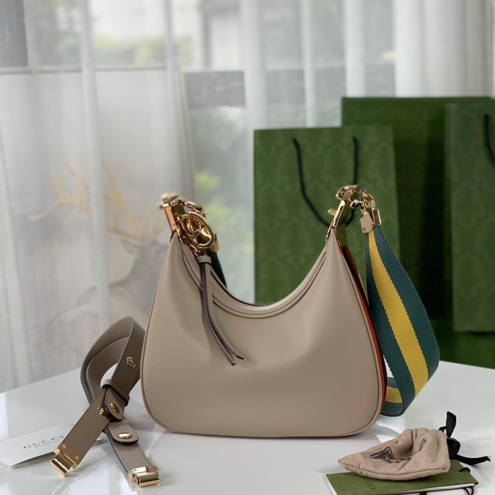 Gucci Oatmeal Leather Attache Small Shoulder Bag